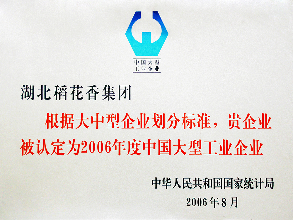 2006年8月，稻花香集團(tuán)被國(guó)家統(tǒng)計(jì)局認(rèn)定為”中國(guó)大型工業(yè)企業(yè)“